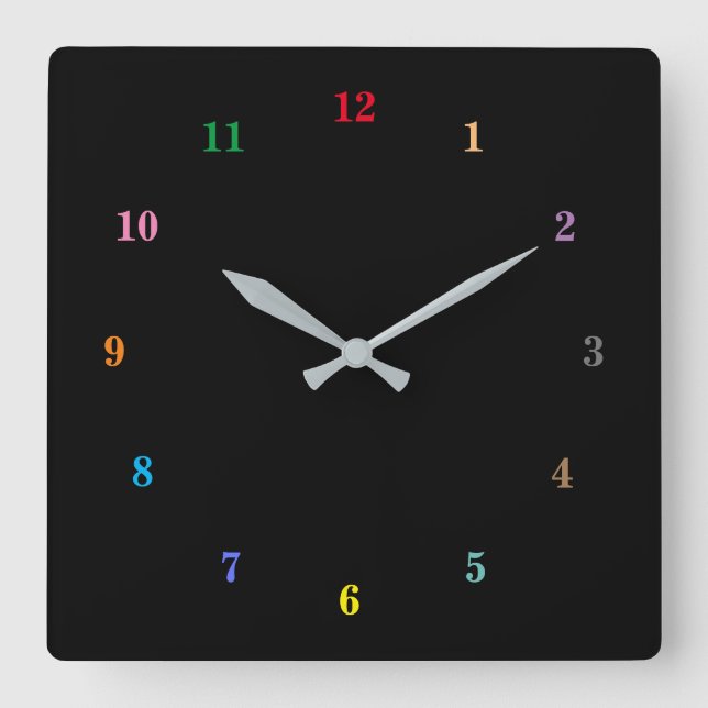 Horloge Carrée Belles Couleurs - Personnalisable - Ajouter Vos Co (Recto)