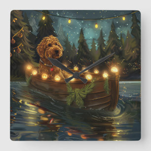 Horloge Carrée Bernedoodle Noël Festival Voyage