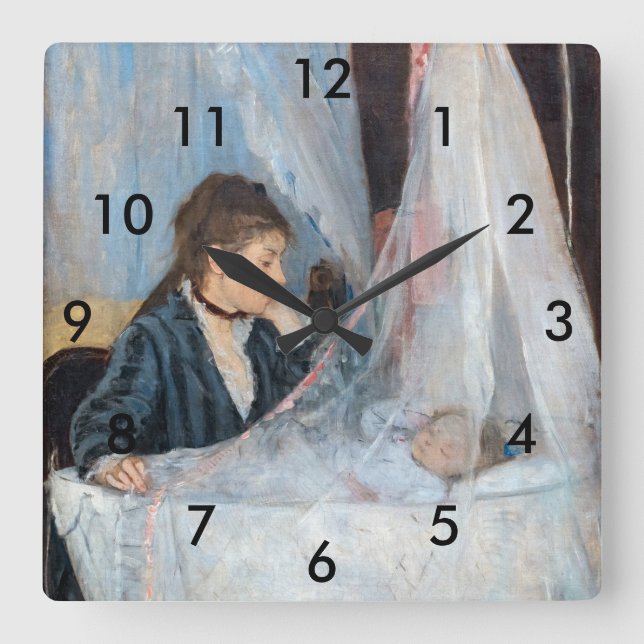 Horloge Carrée Berthe Morisot - Le berceau (Recto)