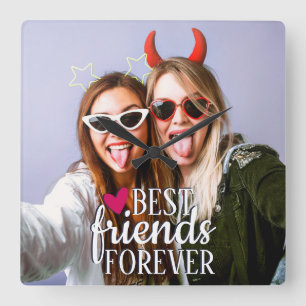 Horloge Carrée Best friends forever moderne BFF photo