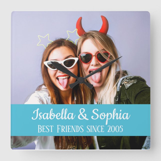 Horloge Carrée Best friends forever moderne BFF photo (Recto)