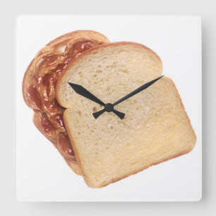 Horloge Carrée Beurre d'arachide et sandwich à gelée