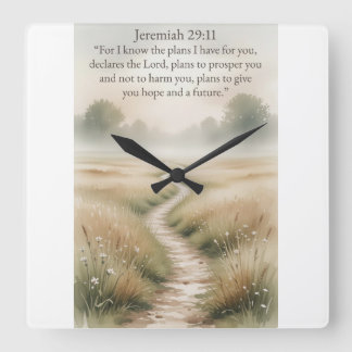 Horloge Carrée Bible Jeremiah 29:11 Christian Wall Clock