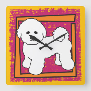 Horloge Carrée Bichon Frise