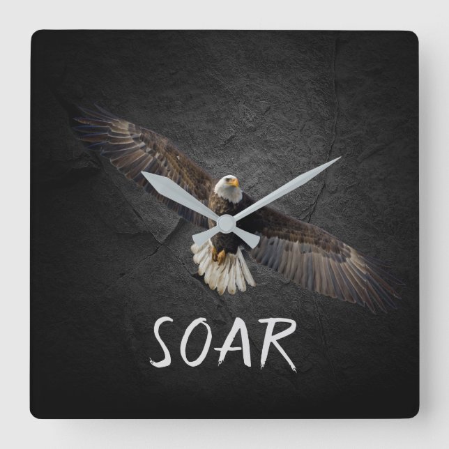 Horloge Carrée Bientôt Eagle on Black Rock (Recto)