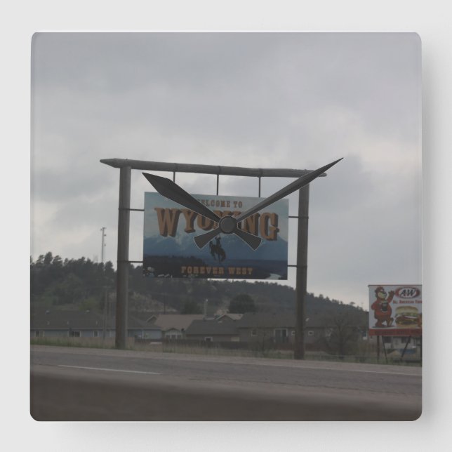 Horloge Carrée Bienvenue dans l'horloge du Wyoming (Recto)