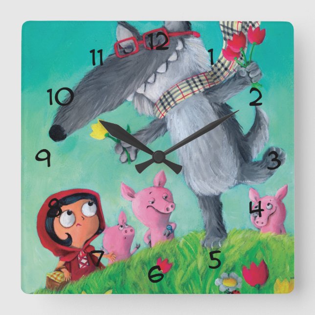 Horloge Carrée Big Bad Wolf (Recto)