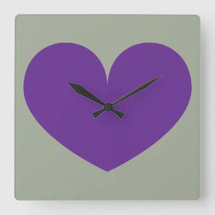 Horloge Carrée Big Purple Heart Design Wall Clock