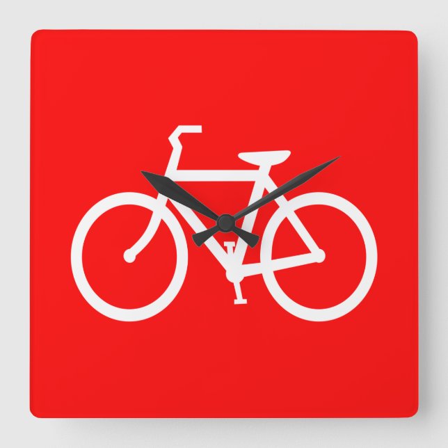 Horloge Carrée Bike rouge et blanc (Recto)