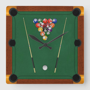 Horloge Carrée Billard