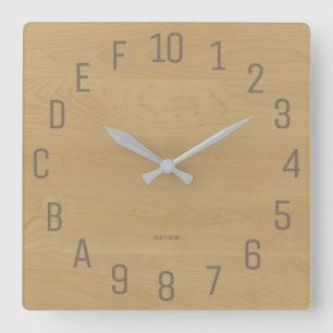 Horloge Carrée Birch-Look Hexadecimal Geek