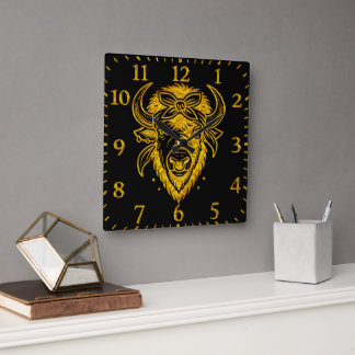 Horloge Carrée Bison avec Bandana en style graphique