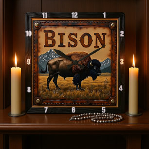 Horloge Carrée Bison Buffalo