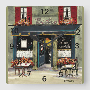 Horloge Carrée Bistro Wall