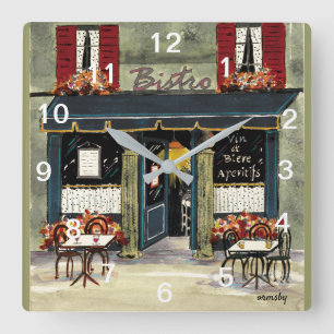 Horloge Carrée Bistro Wall