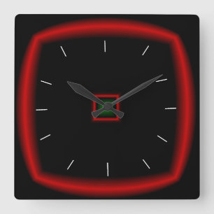 Horloge Carrée Black and red > Square Clock