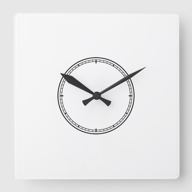 Horloge Carrée Black and White Minimalist Square Wall Clock (Recto)