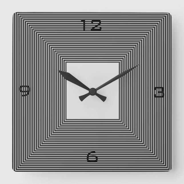 Horloge Carrée Black and White Striped>Wall Clock (Recto)