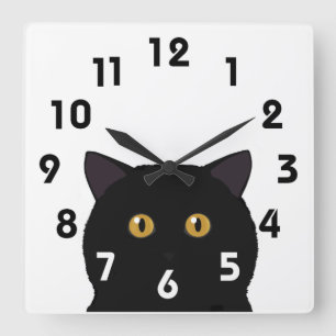 Horloge Carrée Black Cat Wall