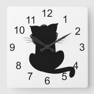 Horloge Carrée Black Cat Wall