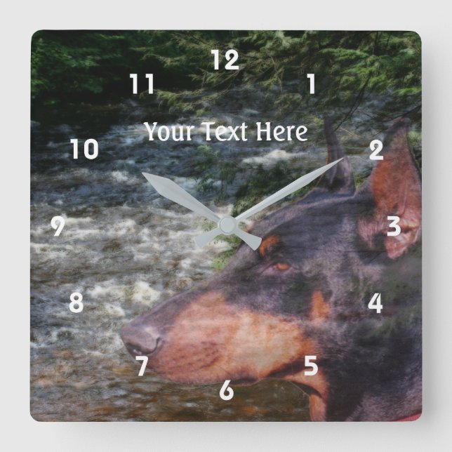 Horloge Carrée Black Doberman (Recto)