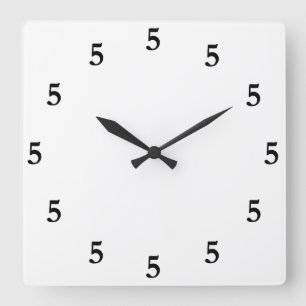 Horloge Carrée Black Five o'Clock Somewhere on White