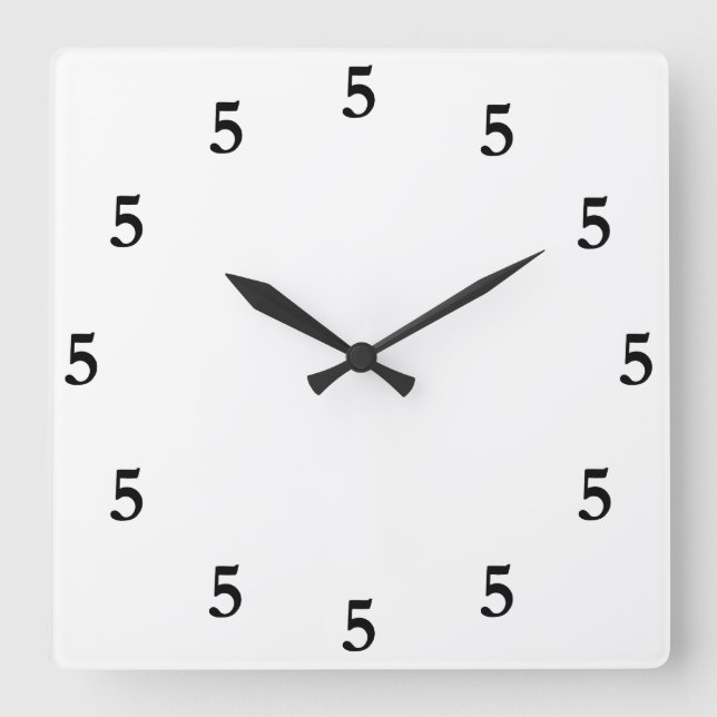 Horloge Carrée Black Five o'Clock Somewhere on White (Recto)