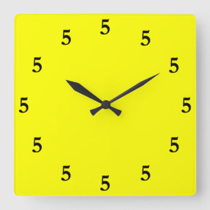 Horloge Carrée Black Five oClock Somewhere on Yellow