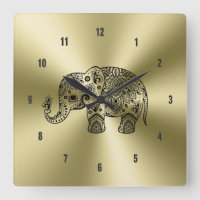 Black Floral Paisley Elephant Or acier inoxydable