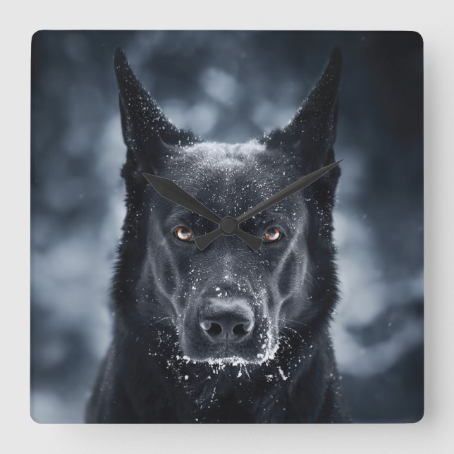 Horloge Carrée Black German Shepherd (Recto)