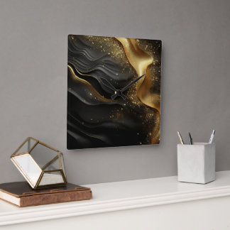 Horloge Carrée Black Gold Prinkle