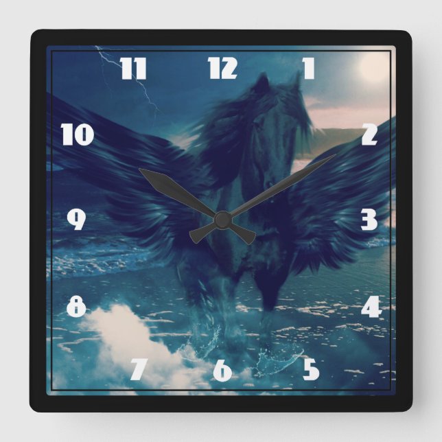 Horloge Carrée Black Pegasus Emerging (Recto)