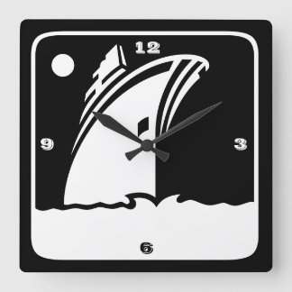 Horloge Carrée Black Ship Cruise - Retro Style Wall Clock