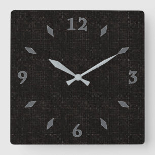 Horloge Carrée Black textured solid color square wall clock
