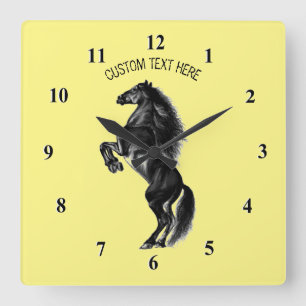 Horloge Carrée Black Wilse Wall Clock - Your Text / Color
