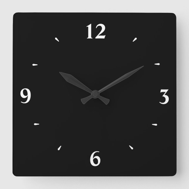 Horloge Carrée Black with White Numerals >Kitchen Clock (Recto)