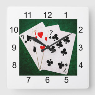 Horloge Carrée Blackjack 21 - Seven, Seven, Seven