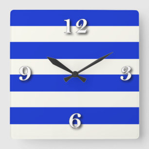 Horloge Carrée blanc bleu beige.ai de rayure