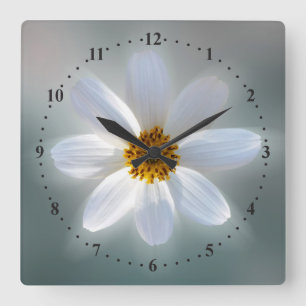 Horloge Carrée Blanc dans les tons bleus