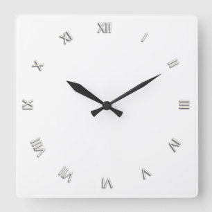 Horloge Carrée Blanc solide avec chiffres romains