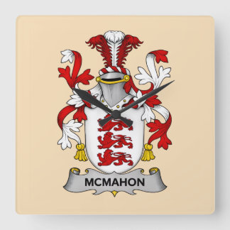 Horloge Carrée Blason de la famille McMahon