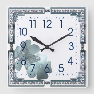 Horloge Carrée Bleu