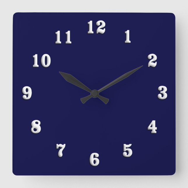 Horloge Carrée Bleu de marine solide (Recto)