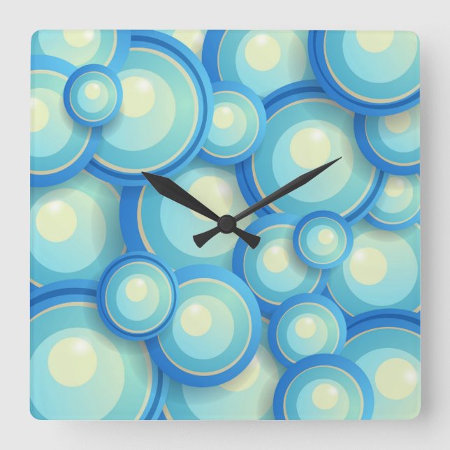 Horloge Carrée Bleu de résumé en vert (Recto)