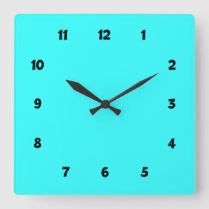 Horloge Carrée Bleu électrique avec chiffres