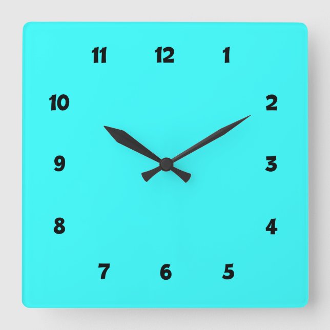 Horloge Carrée Bleu électrique avec chiffres (Recto)