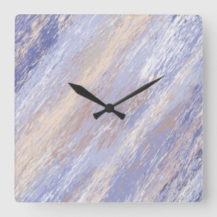 Horloge Carrée Bleu et beige Abstrait et embrouillé