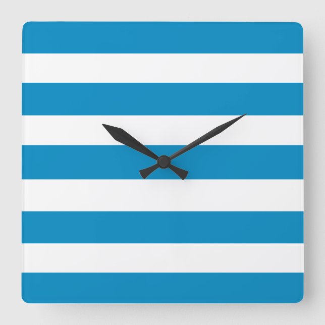 Horloge Carrée Bleu et blanc sur les transats (Recto)