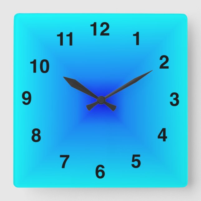 Horloge Carrée Bleu géométrique Stylisé Élégant Nouveau design (Recto)