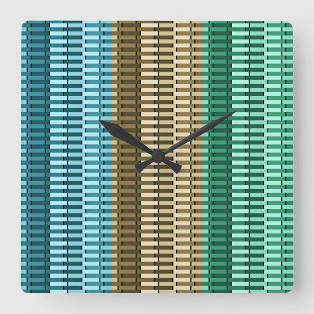 Horloge Carrée Bleu Jaune Vert élégant Moderne Motif Abstrait (Recto)